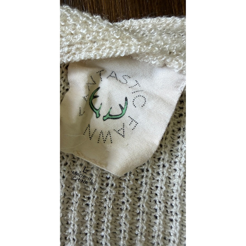 Fantastic Fawn Cream Open Front Knit Cardigan Sweater with Pockets Large - Picture 7 of 7